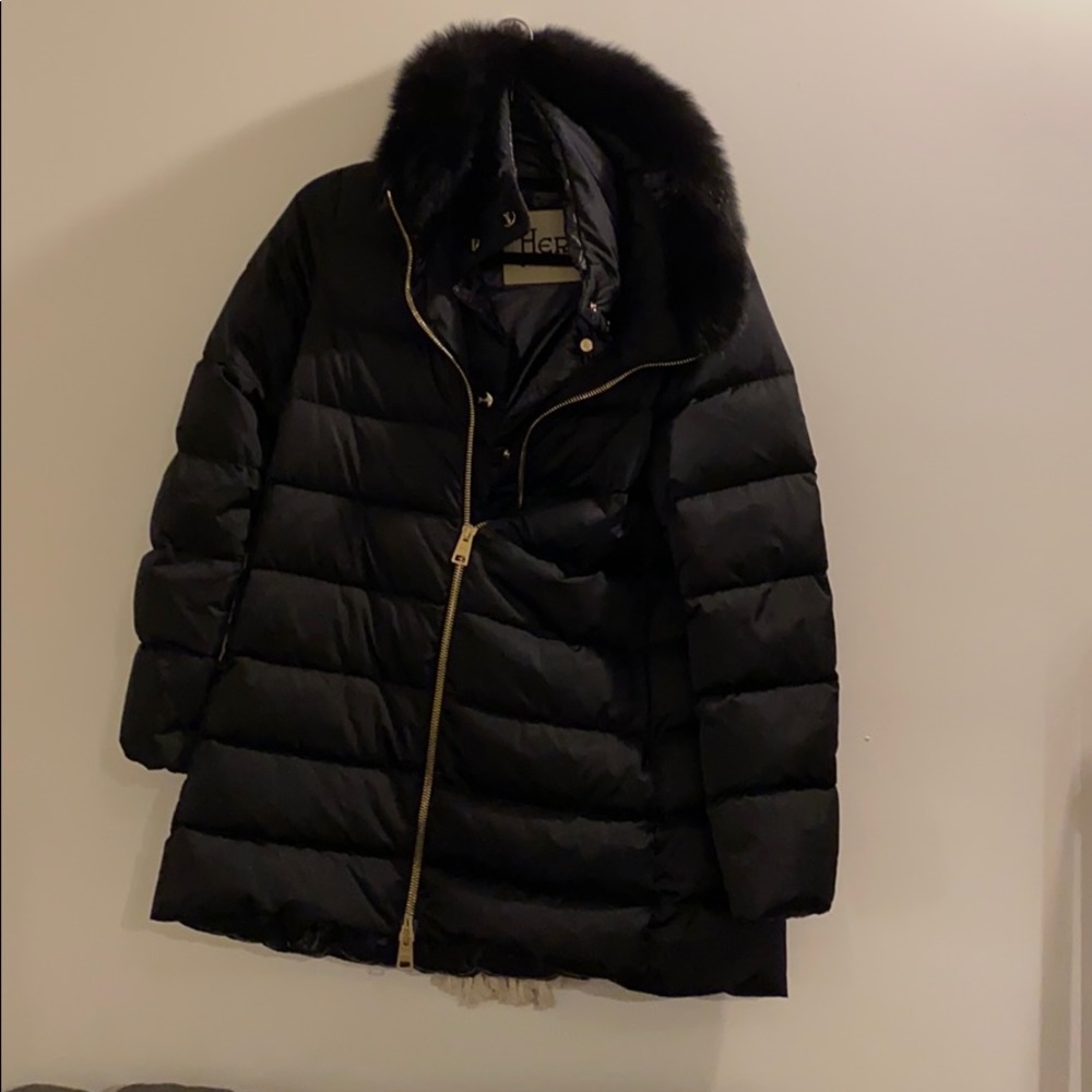 Herno Peplum Puffer Jacket - removable fur collar